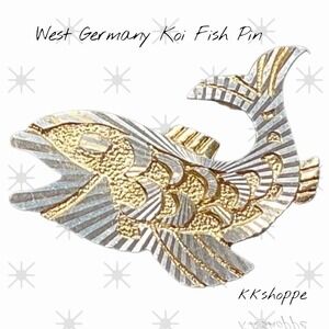 West Germany Koi Fish Brooch Pin Vintage Two Tone Gold Silver Figural pin